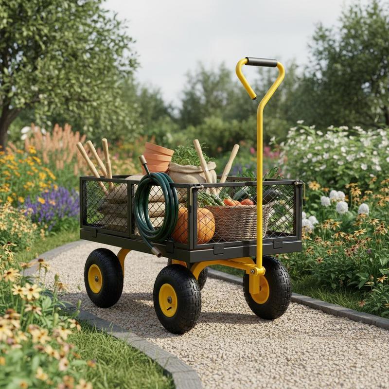 Heavy Equipment Working - Steel Garden Cart 900 Lbs For